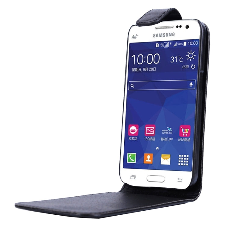 Vertical Flip Magnetic Snap Leather Case for Galaxy Core Prime / G360(Black)