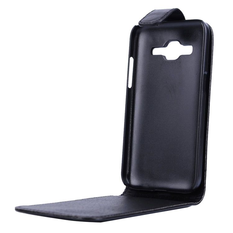 Vertical Flip Magnetic Snap Leather Case for Galaxy Core Prime / G360(Black)
