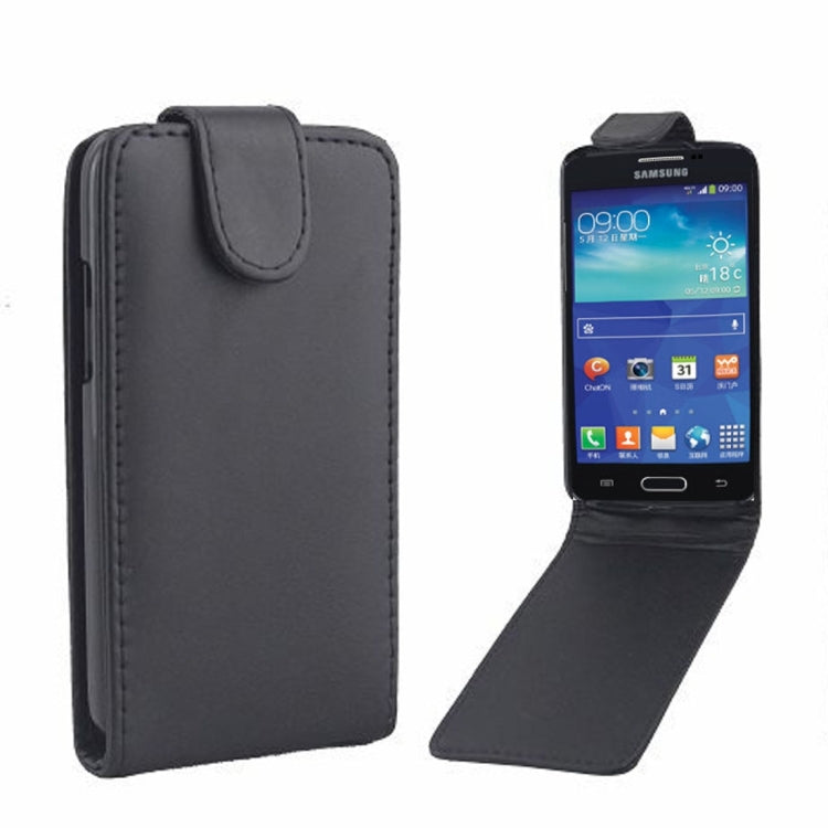 Vertical Flip Magnetic Snap Leather Case for Galaxy Core LTE / G386F(Black)