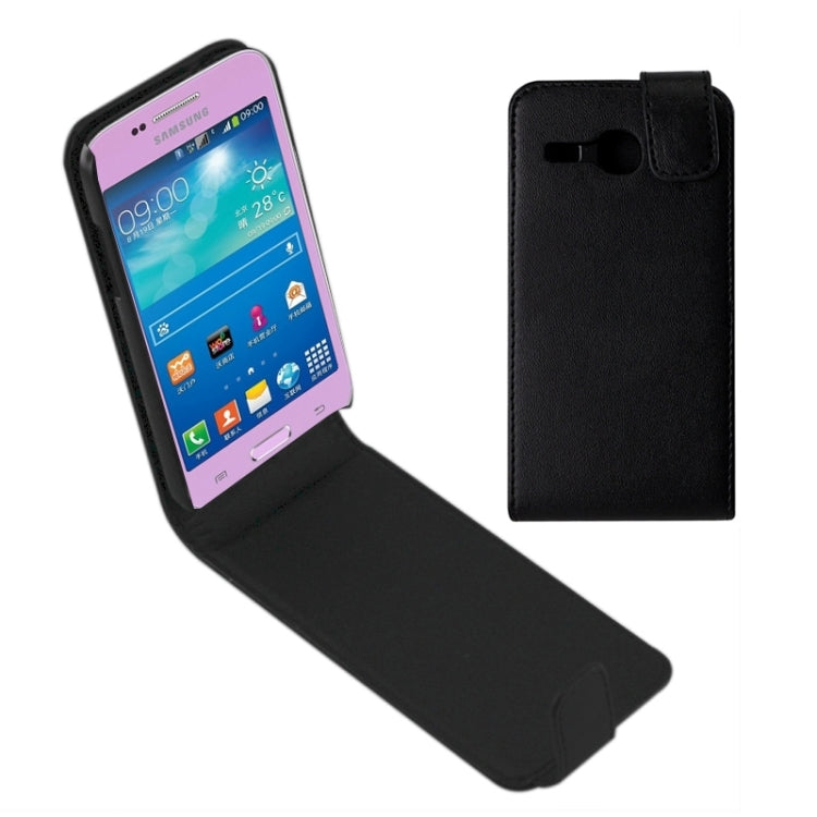 Vertical Flip Magnetic Snap Leather Case for Galaxy Trend 3 / G3509(Black)