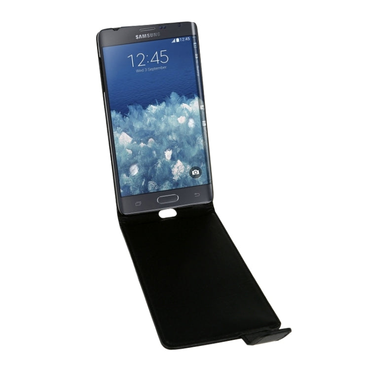 Vertical Flip Magnetic Snap Leather Case for Galaxy Note Edge / N915(Black)