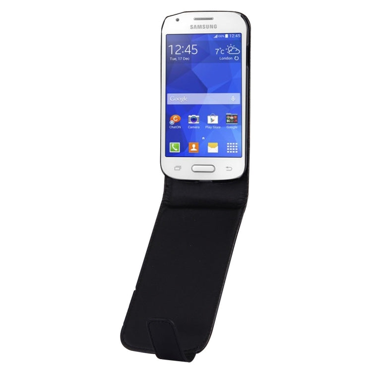 For Galaxy Ace Style / G310 Vertical Flip Magnetic Snap Leather Case(Black)