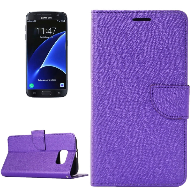 For Galaxy S7 / G930 Cross Texture Horizontal Flip Solid Color Leather Case with Holder & Card Slots & Wallet