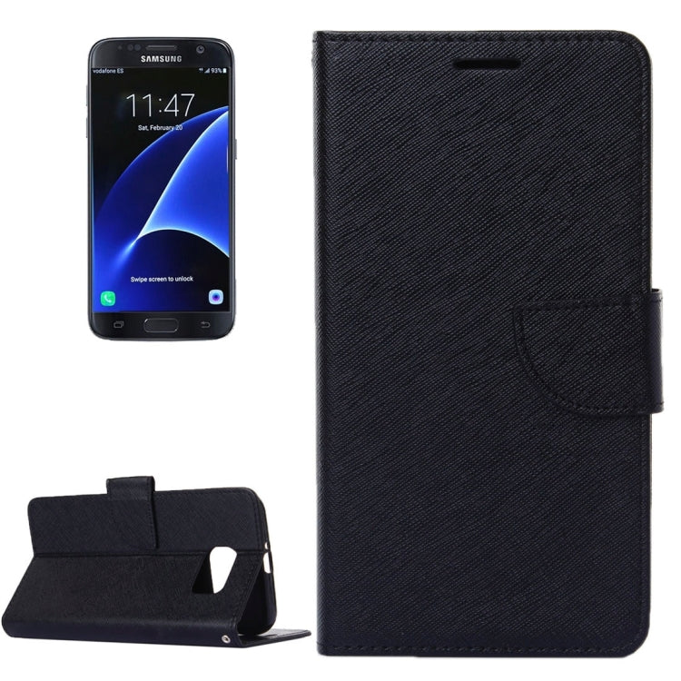 For Galaxy S7 Edge / G935 Cross Texture Horizontal Flip Solid Color Leather Case with Holder & Card Slots & Wallet
