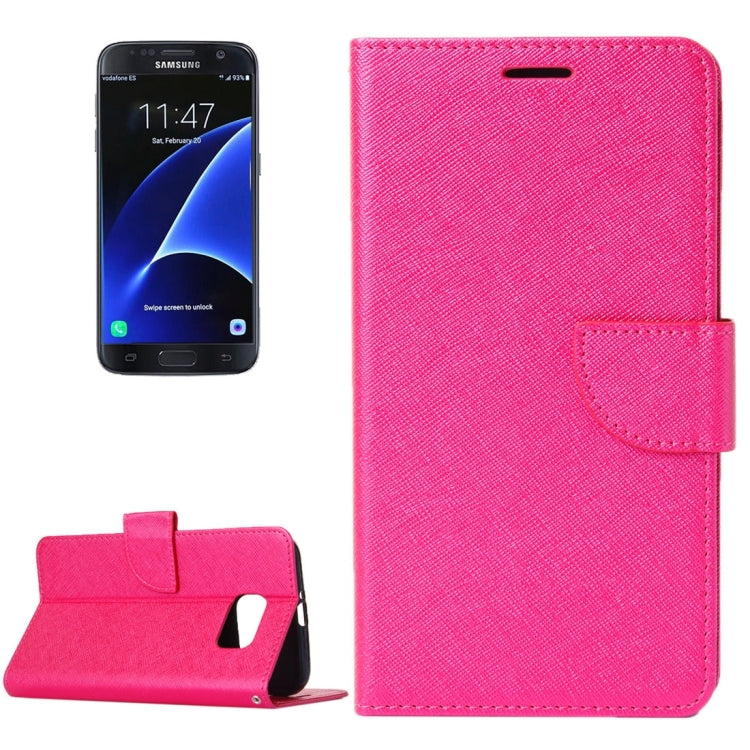 For Galaxy S7 Edge / G935 Cross Texture Horizontal Flip Solid Color Leather Case with Holder & Card Slots & Wallet