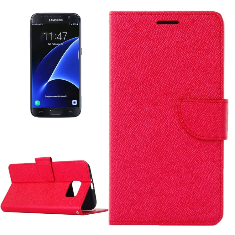 For Galaxy S7 Edge / G935 Cross Texture Horizontal Flip Solid Color Leather Case with Holder & Card Slots & Wallet