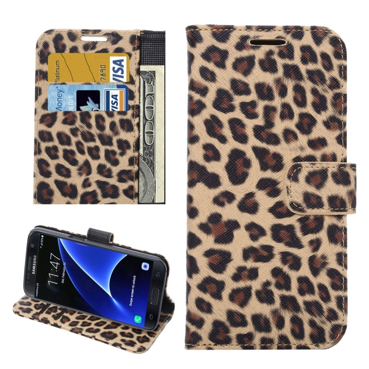 For Galaxy S7 / G930 Leopard Texture Horizontal Flip Leather Case with Holder & Card Slots & Wallet (Yellow)