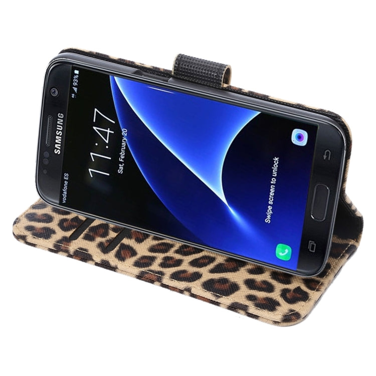 For Galaxy S7 / G930 Leopard Texture Horizontal Flip Leather Case with Holder & Card Slots & Wallet (Yellow)