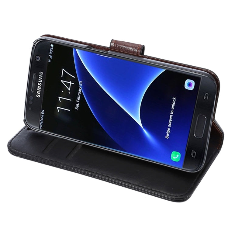 For Galaxy S7 / G930 Crazy Horse Texture Horizontal Flip Leather Case with Holder & Card Slots & Wallet