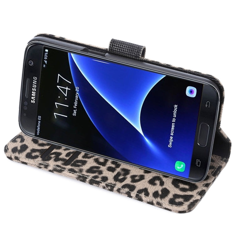 For Galaxy S7 Edge/ G935 Leopard Texture Horizontal Flip Leather Case with Holder & Card Slots & Wallet