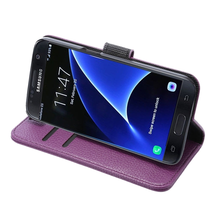 For Galaxy S7 Edge/ G935 Litchi Texture Horizontal Flip Leather Case with Holder & Card Slots & Wallet