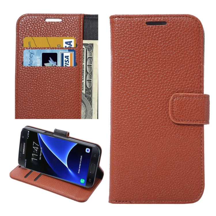 For Galaxy S7 Edge/ G935 Litchi Texture Horizontal Flip Leather Case with Holder & Card Slots & Wallet