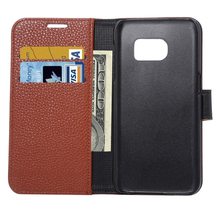 For Galaxy S7 Edge/ G935 Litchi Texture Horizontal Flip Leather Case with Holder & Card Slots & Wallet