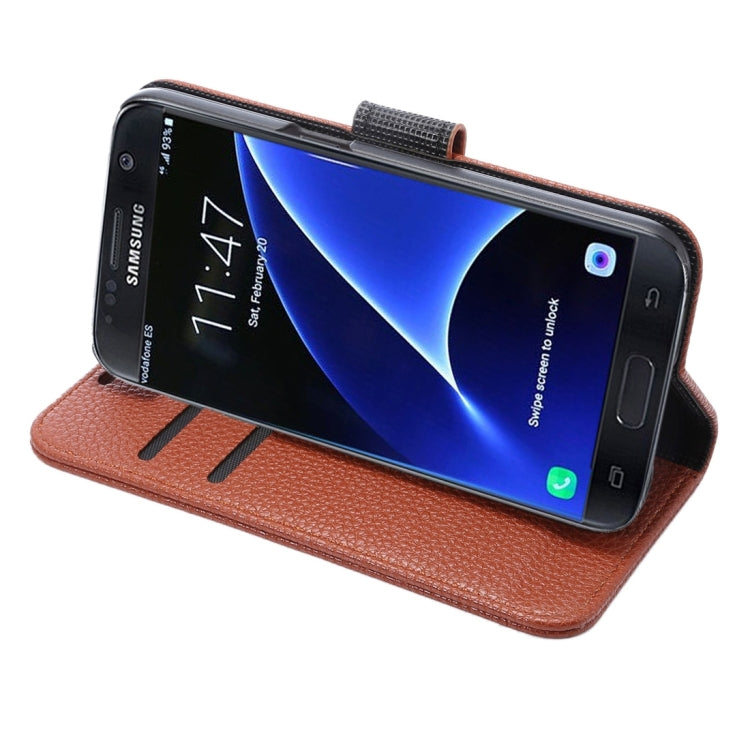For Galaxy S7 Edge/ G935 Litchi Texture Horizontal Flip Leather Case with Holder & Card Slots & Wallet