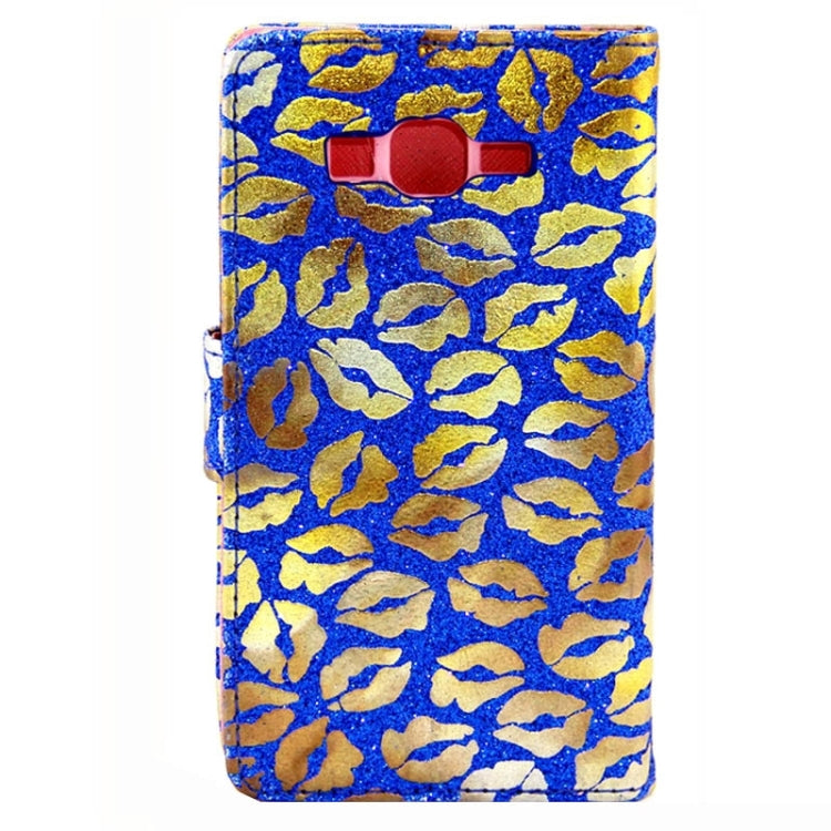 Lips Pattern Flash Powder Series Leather Case with Holder & Card Slots for Galaxy Grand Prime / G530H