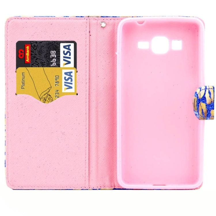Lips Pattern Flash Powder Series Leather Case with Holder & Card Slots for Galaxy Grand Prime / G530H