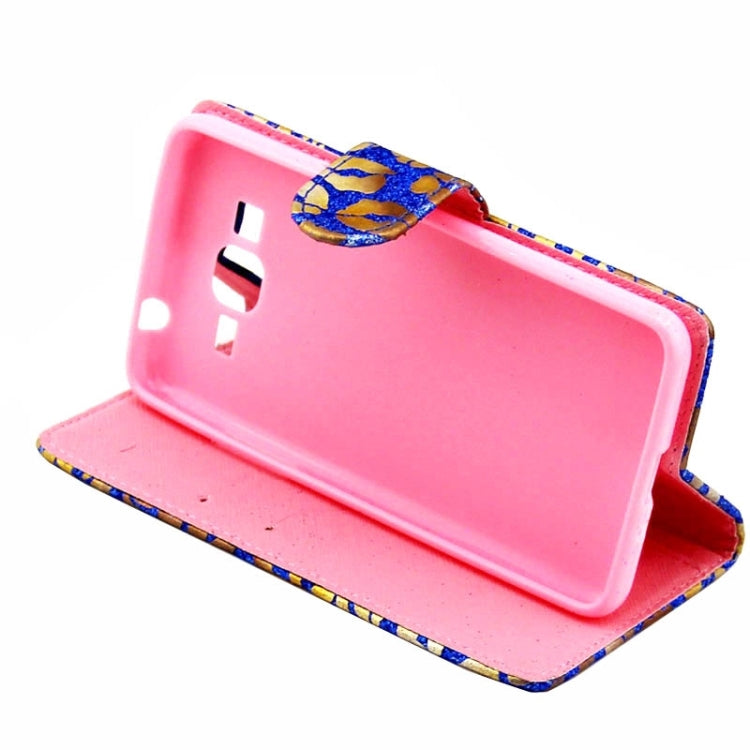 Lips Pattern Flash Powder Series Leather Case with Holder & Card Slots for Galaxy Grand Prime / G530H