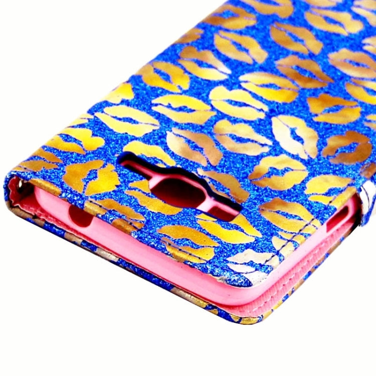 Lips Pattern Flash Powder Series Leather Case with Holder & Card Slots for Galaxy Grand Prime / G530H
