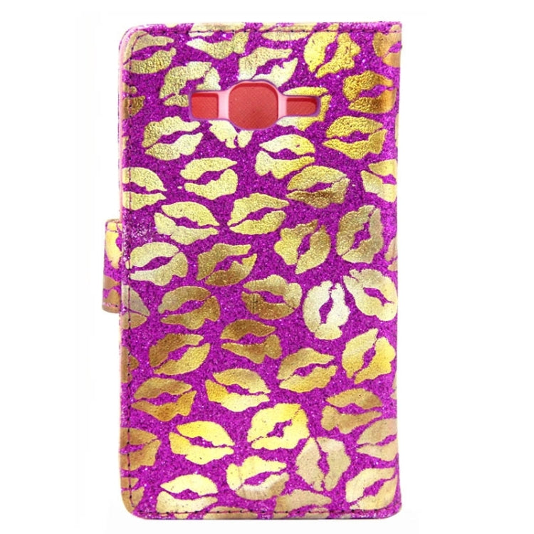Lips Pattern Flash Powder Series Leather Case with Holder & Card Slots for Galaxy Grand Prime / G530H