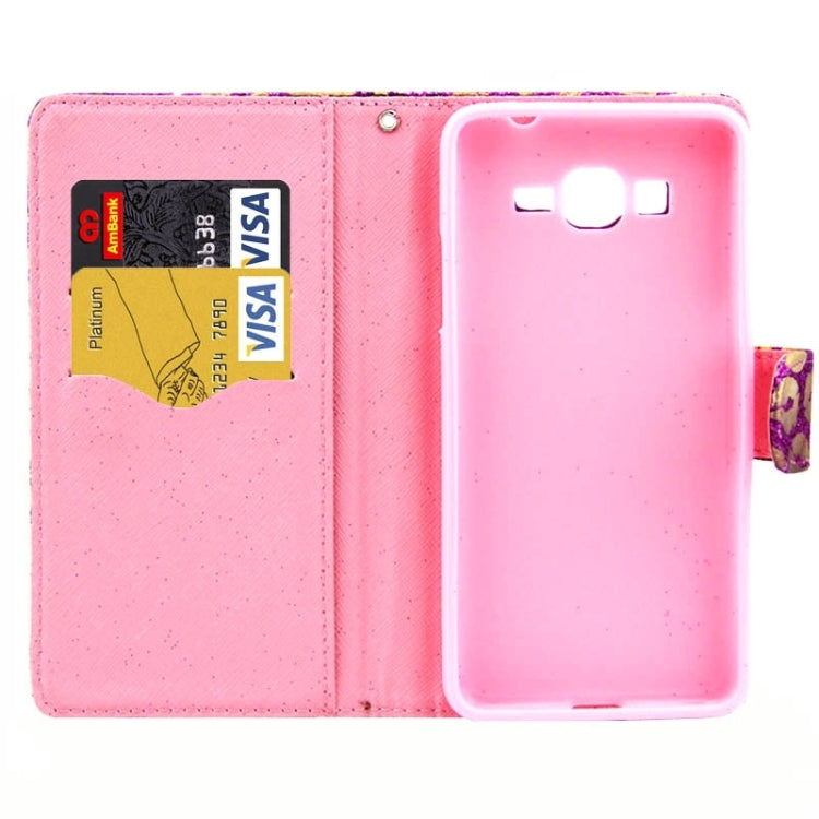Lips Pattern Flash Powder Series Leather Case with Holder & Card Slots for Galaxy Grand Prime / G530H