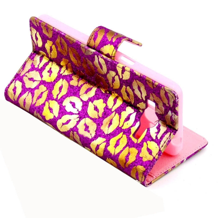Lips Pattern Flash Powder Series Leather Case with Holder & Card Slots for Galaxy Grand Prime / G530H