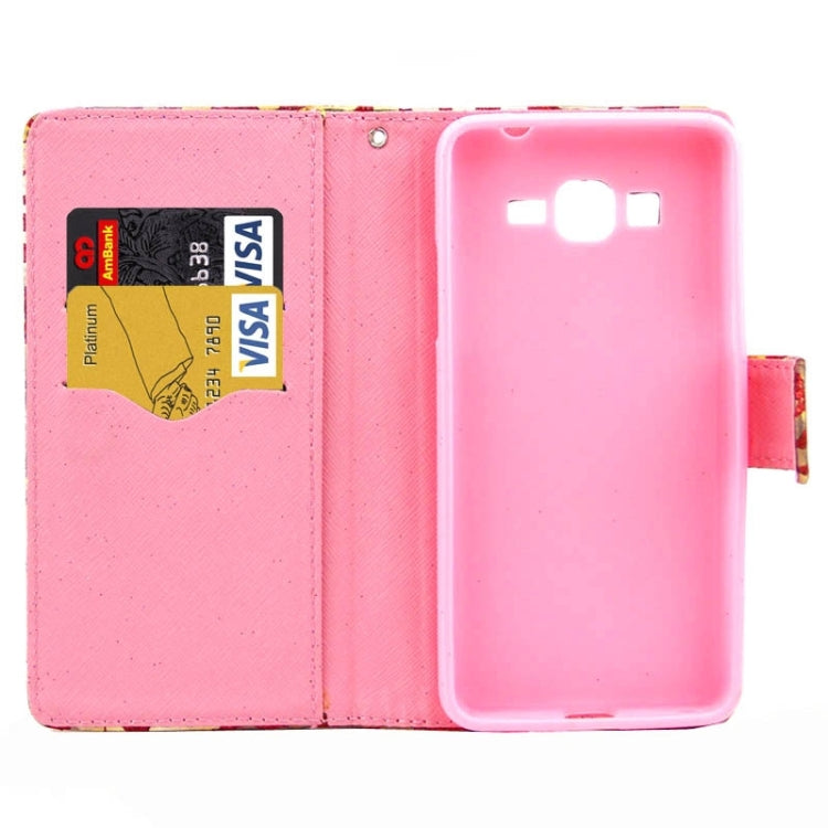 Lips Pattern Flash Powder Series Leather Case with Holder & Card Slots for Galaxy Grand Prime / G530H