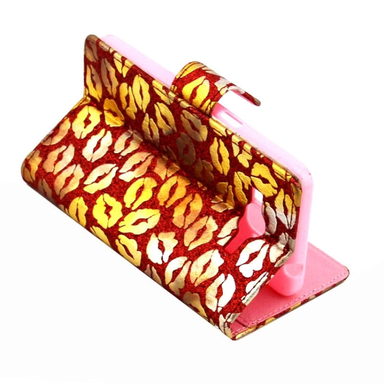 Lips Pattern Flash Powder Series Leather Case with Holder & Card Slots for Galaxy Grand Prime / G530H
