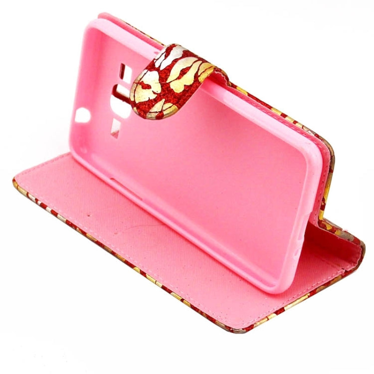 Lips Pattern Flash Powder Series Leather Case with Holder & Card Slots for Galaxy Grand Prime / G530H