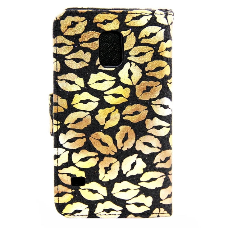 Lips Pattern Flash Powder Series Leather Case with Holder & Card Slots for Galaxy S5 / G900