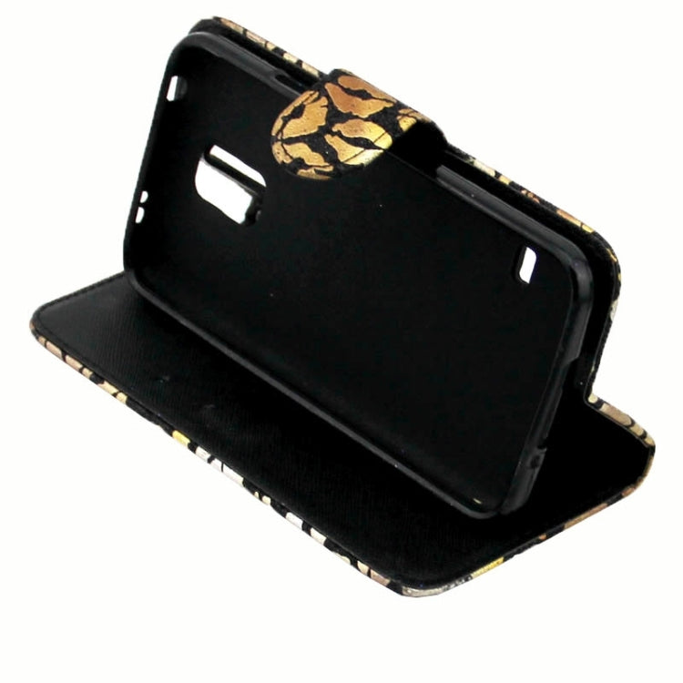 Lips Pattern Flash Powder Series Leather Case with Holder & Card Slots for Galaxy S5 / G900