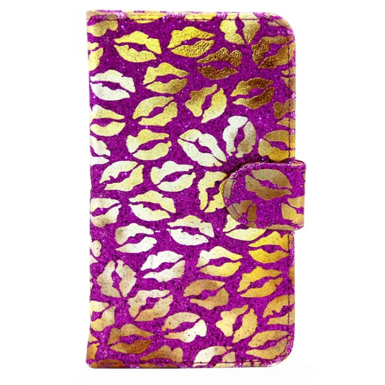Lips Pattern Flash Powder Series Leather Case with Holder & Card Slots for Galaxy S5 / G900