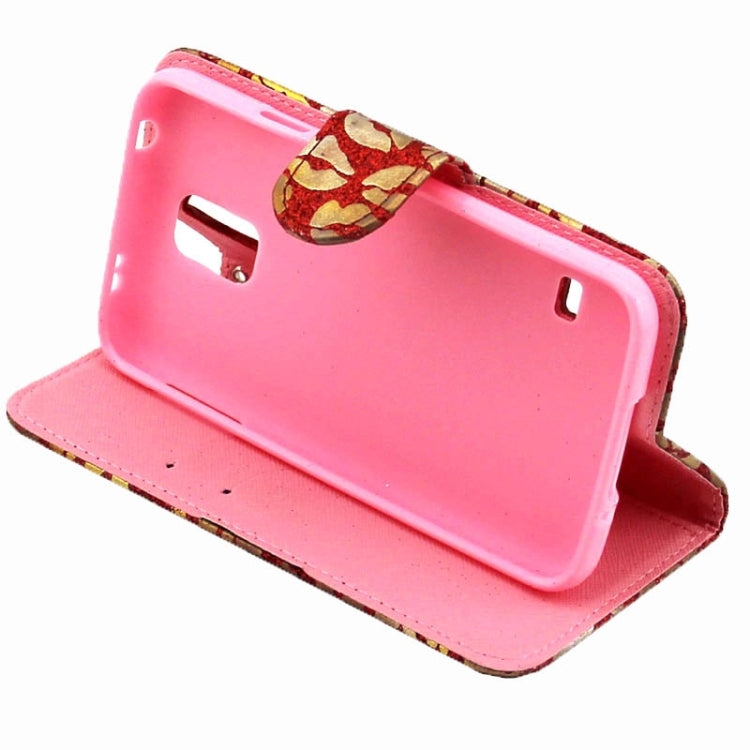 Lips Pattern Flash Powder Series Leather Case with Holder & Card Slots for Galaxy S5 / G900