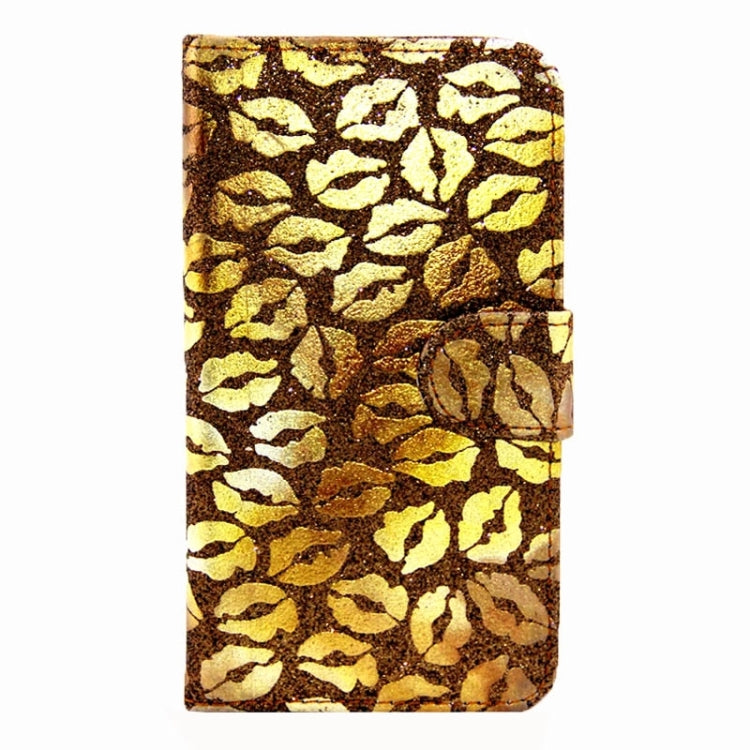 Lips Pattern Flash Powder Series Leather Case with Holder & Card Slots for Galaxy S5 / G900