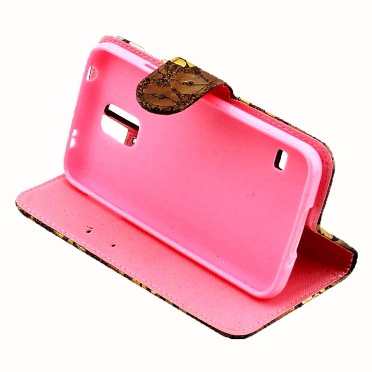 Lips Pattern Flash Powder Series Leather Case with Holder & Card Slots for Galaxy S5 / G900