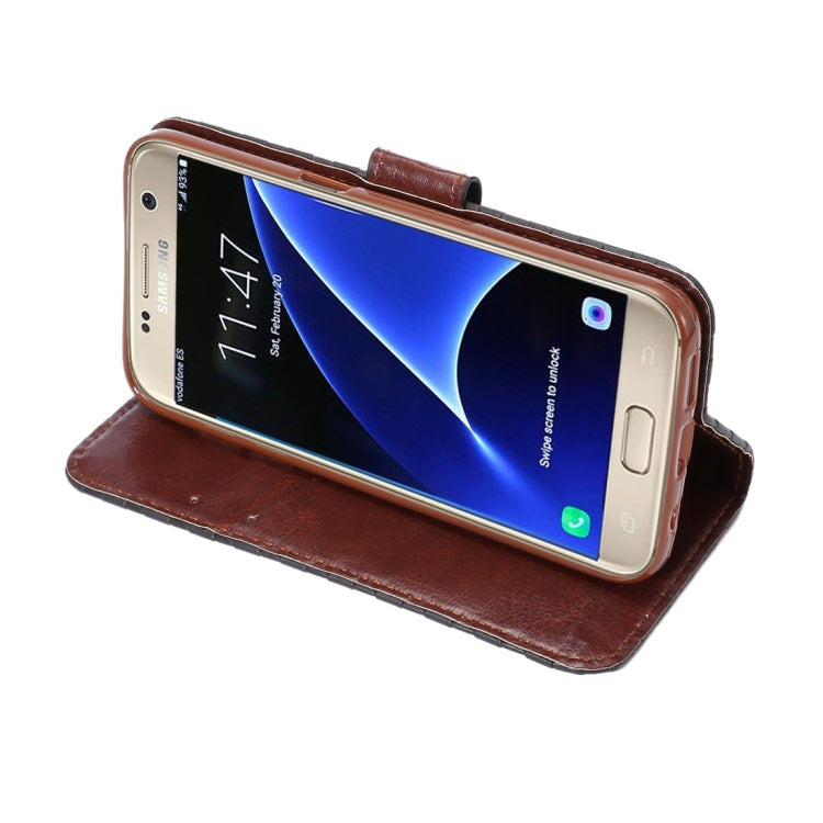 For Galaxy S7 / G930 Small Grid Voltage Texture Horizontal Flip Leather Case with Holder & Card Slots