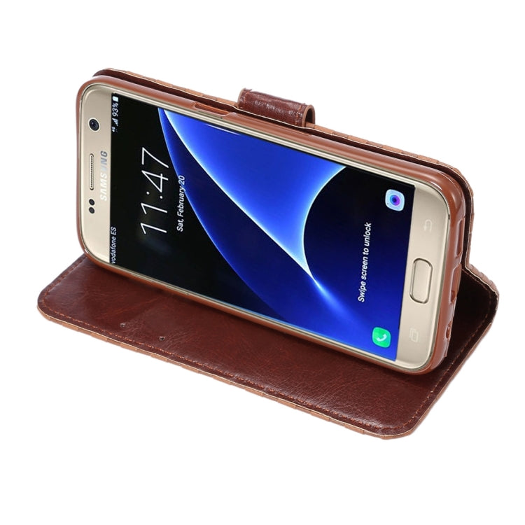 For Galaxy S7 / G930 Small Grid Voltage Texture Horizontal Flip Leather Case with Holder & Card Slots