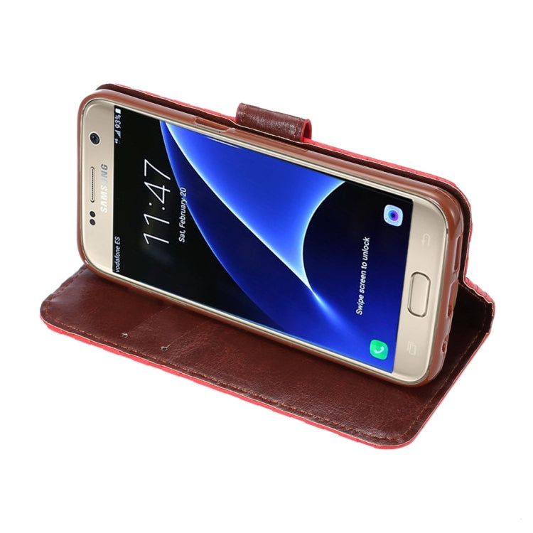 For Galaxy S7 / G930 Small Grid Voltage Texture Horizontal Flip Leather Case with Holder & Card Slots