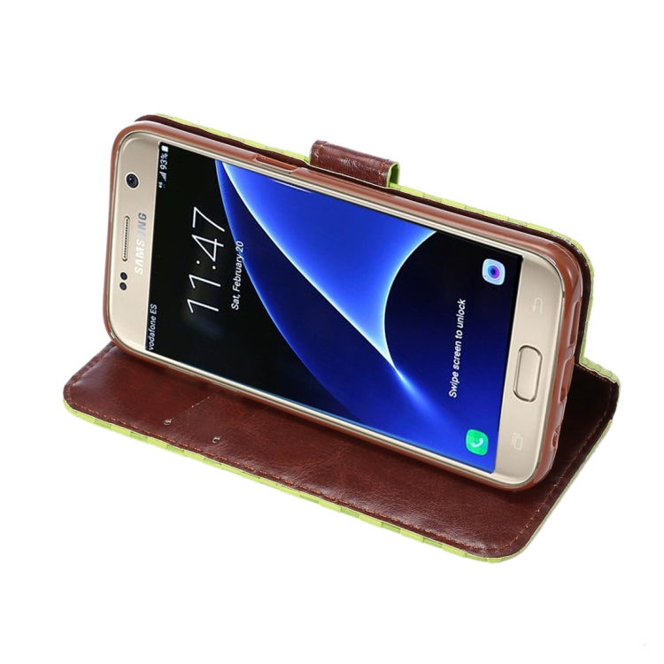 For Galaxy S7 / G930 Small Grid Voltage Texture Horizontal Flip Leather Case with Holder & Card Slots