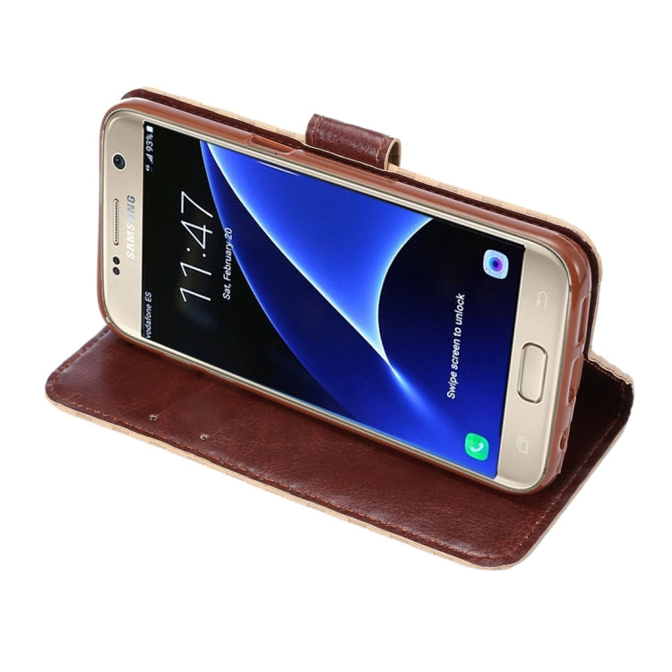 For Galaxy S7 / G930 Small Grid Voltage Texture Horizontal Flip Leather Case with Holder & Card Slots