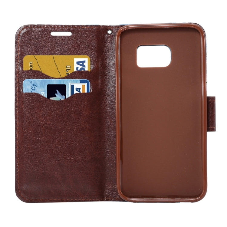 For Galaxy S7/G930 Flower Pattern Cloth Surface Horizontal Flip Leather Case with Holder & Card Slots (Blue)