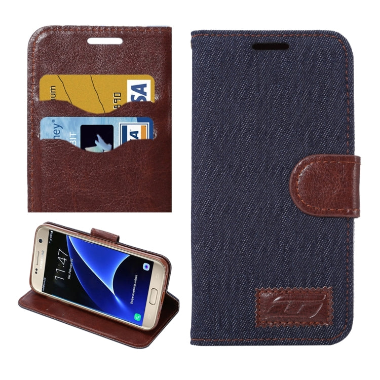 For Galaxy S7/G930 Jeans Horizontal Flip Leather Case with Holder & Card Slots