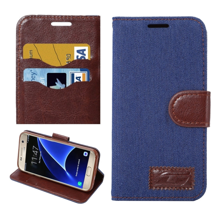 For Galaxy S7/G930 Jeans Horizontal Flip Leather Case with Holder & Card Slots