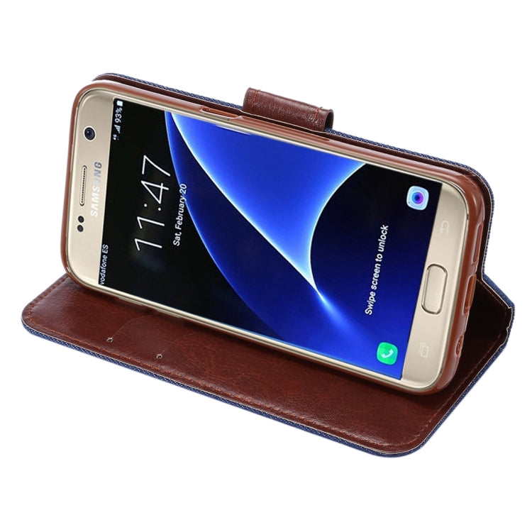For Galaxy S7/G930 Jeans Horizontal Flip Leather Case with Holder & Card Slots