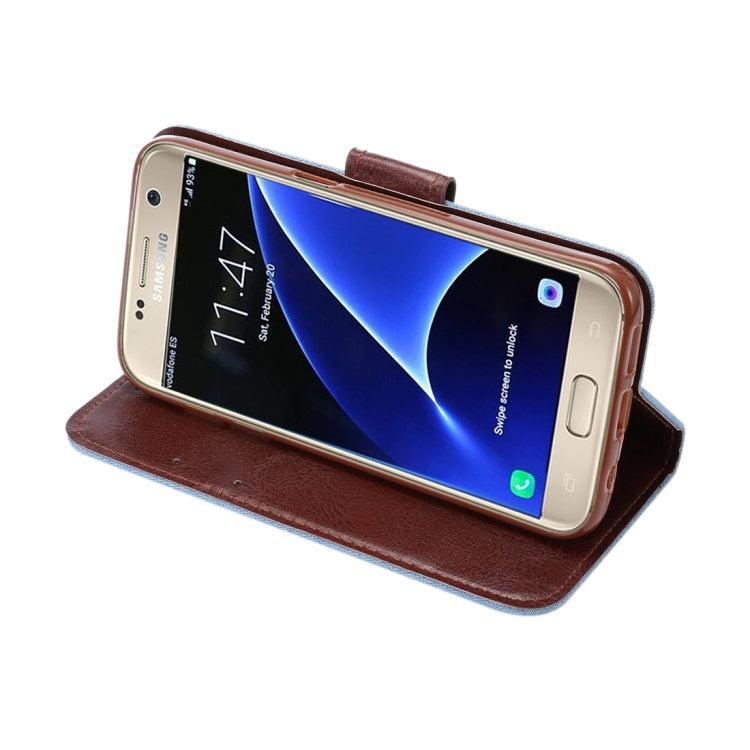 For Galaxy S7/G930 Jeans Horizontal Flip Leather Case with Holder & Card Slots