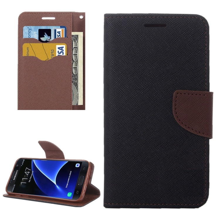 For Galaxy S7 / G930 Cross Texture Leather Case with Holder & Card Slots & Wallet