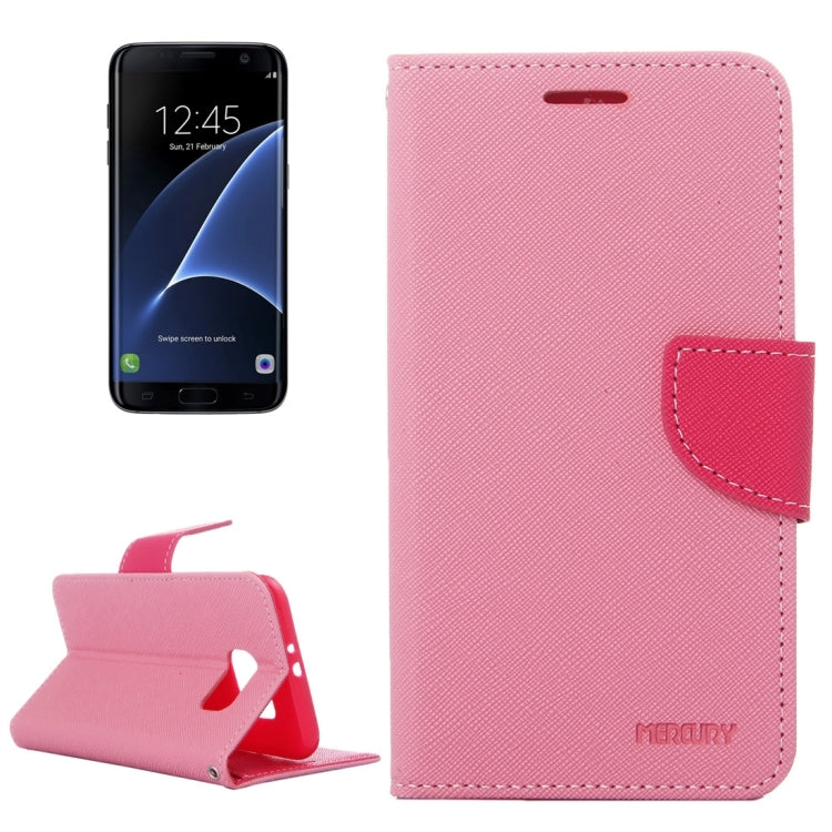 For Galaxy S7 Edge/ G935 Cross Texture Leather Case with Holder & Card Slots & Wallet