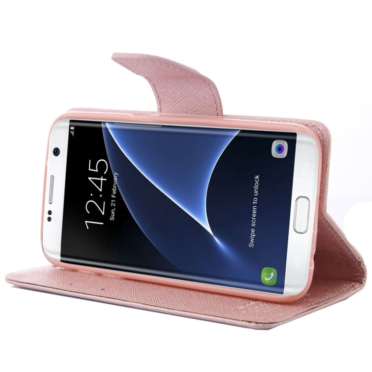 For Galaxy S7 Edge/ G935 Cross Texture Leather Case with Holder & Card Slots & Wallet