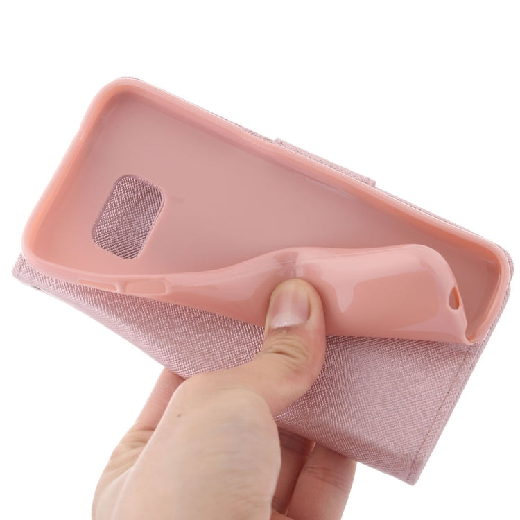 For Galaxy S7 Edge/ G935 Cross Texture Leather Case with Holder & Card Slots & Wallet