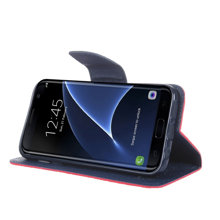 For Galaxy S7 Edge/ G935 Cross Texture Leather Case with Holder & Card Slots & Wallet