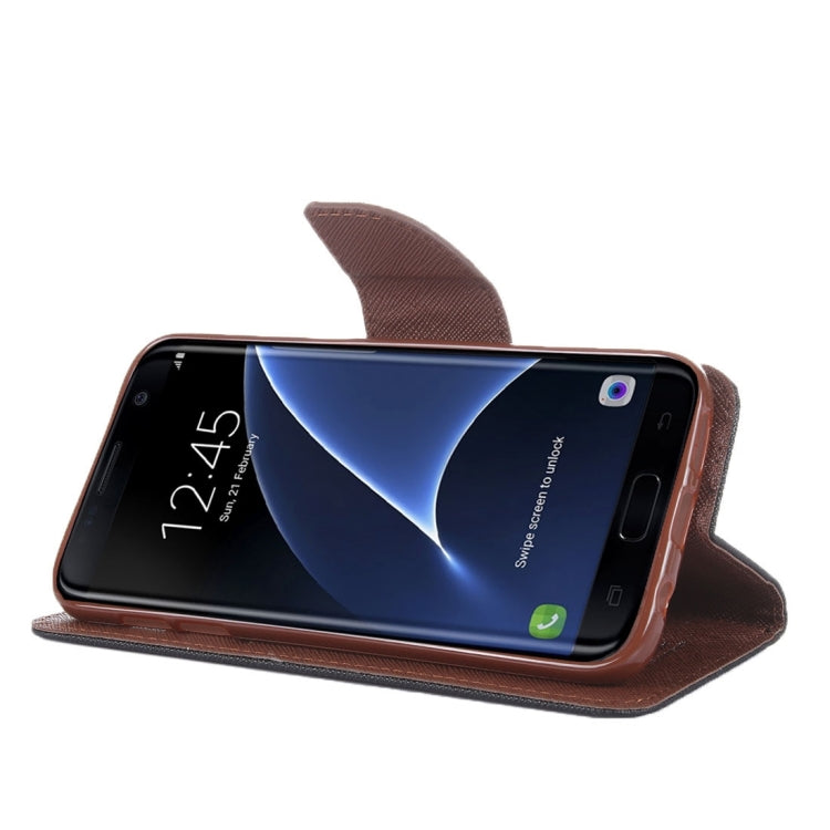 For Galaxy S7 Edge/ G935 Cross Texture Leather Case with Holder & Card Slots & Wallet